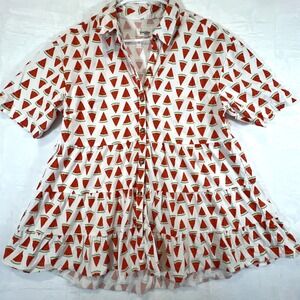 Anthropologie Faye Tiered Tunic Blouse Watermelon Porridge Size Medium